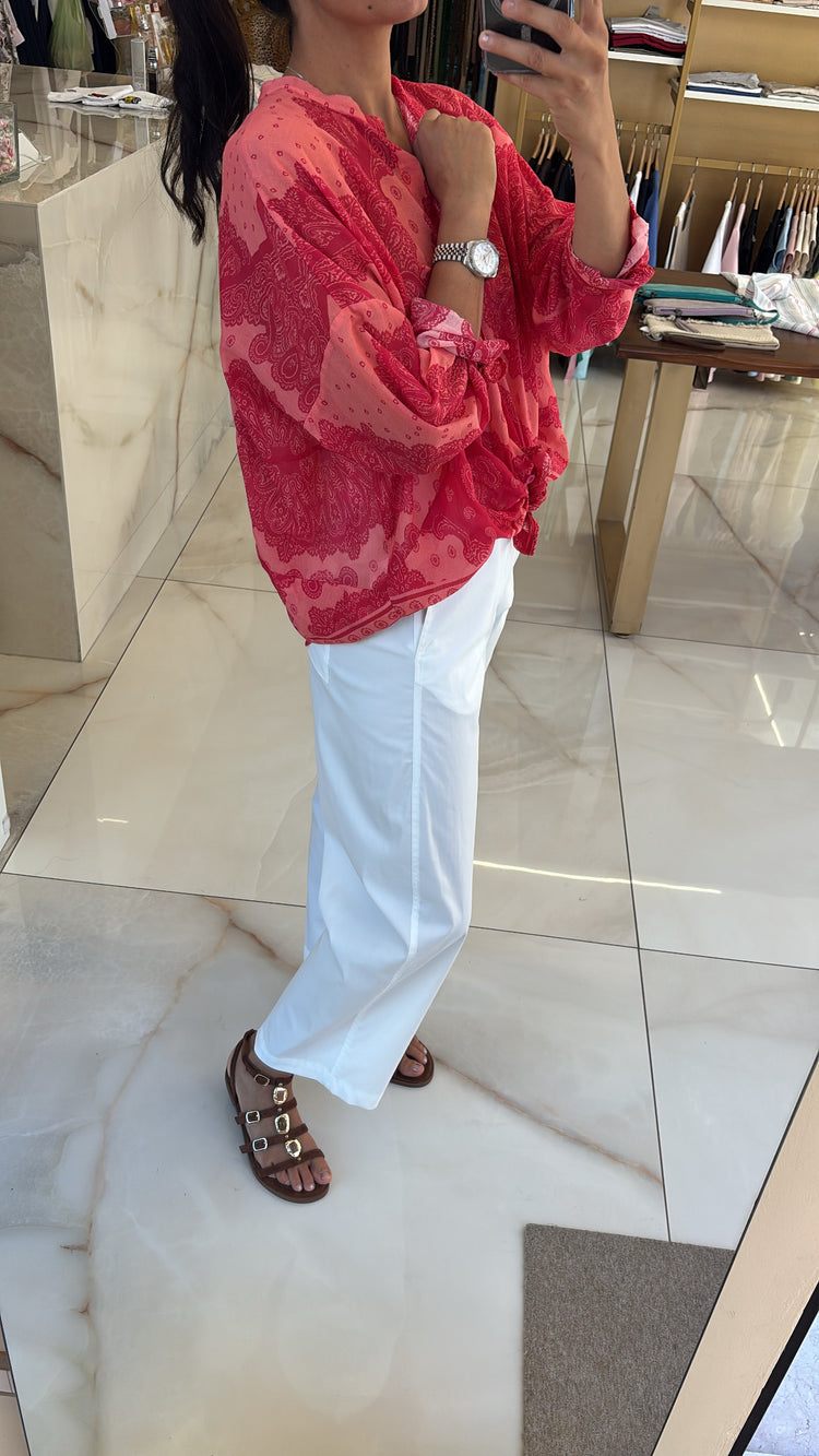 TENSIONE IN - CAMICIA IN MUSSOLA DI COTONE - BANDANA MAGENTA