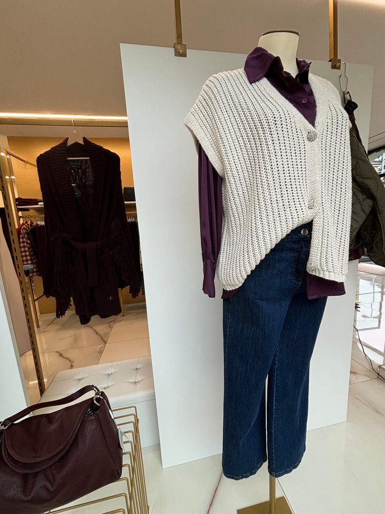SOUVENIR - CARDIGAN / GILET SMANICATO - PANNA