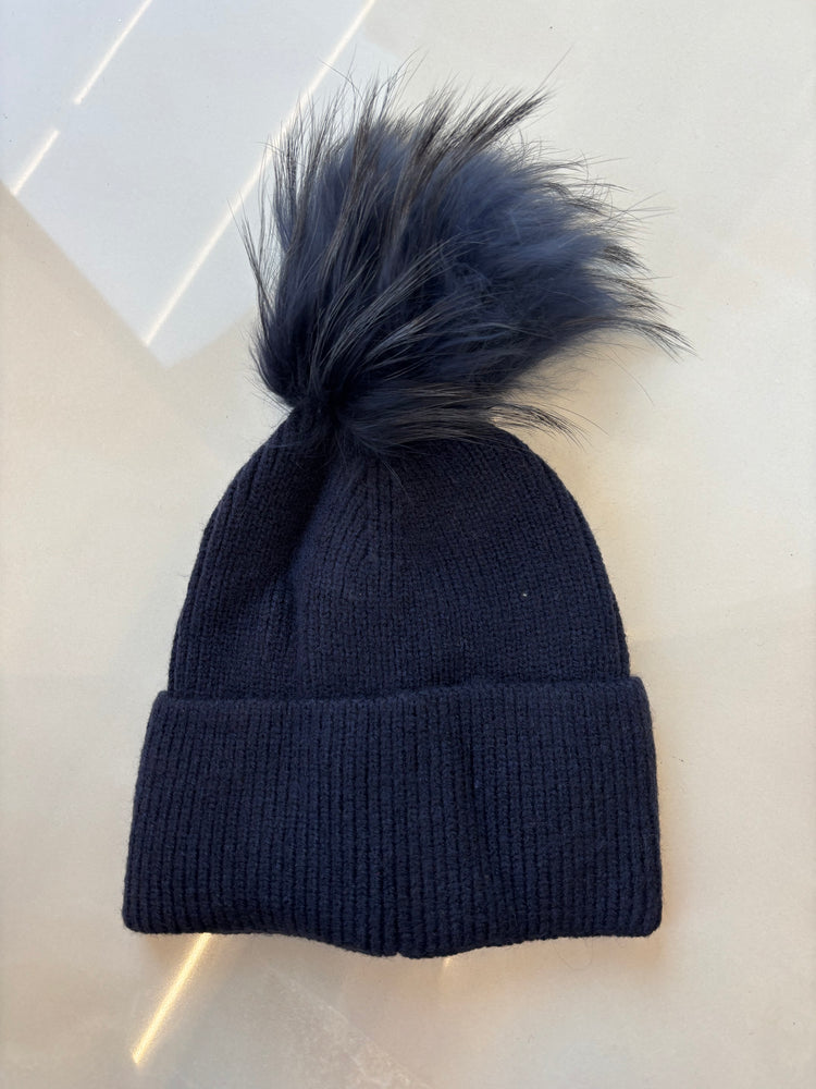 BERRETTA CON PON PON E RISVOLTO - SKIE - BLU