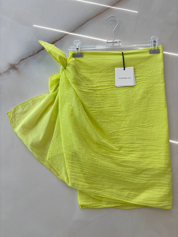 TENSIONE IN - GONNA IN MUSSOLA DI COTONE - GIALLO LIME
