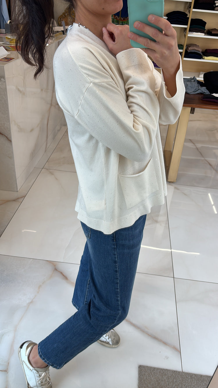 SUSY MIX - CARDIGAN PAILLETTES - CREMA