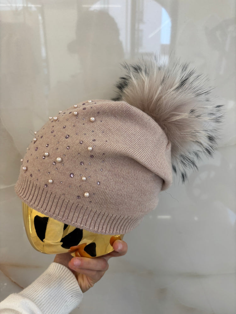 BERRETTA CON PON PON E STRASS - ROXY - VERDE MILITARE