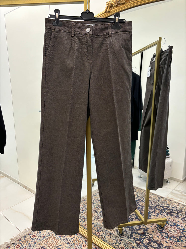DANIEL & MAYER - PANTALONE A PALAZZO PUNTINATO - MARRONE