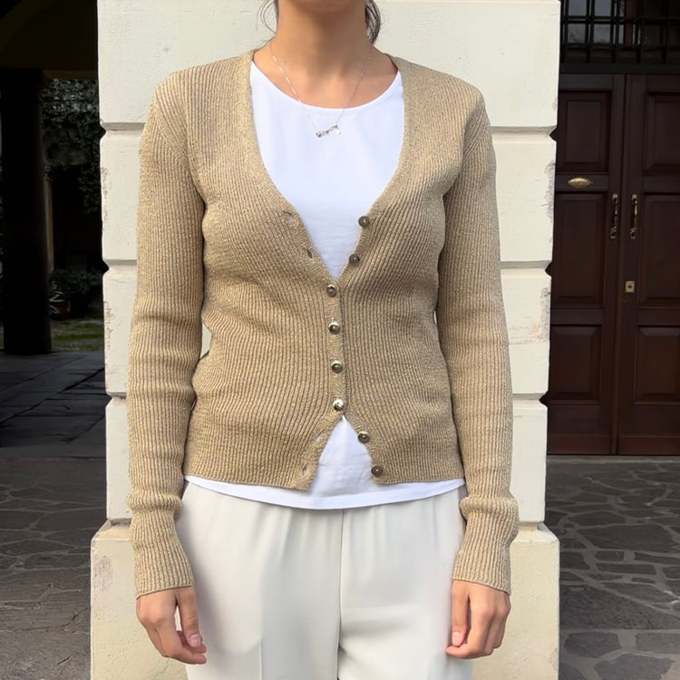 SADEY WITH LOVE - CARDIGAN LUREX - BRONZO