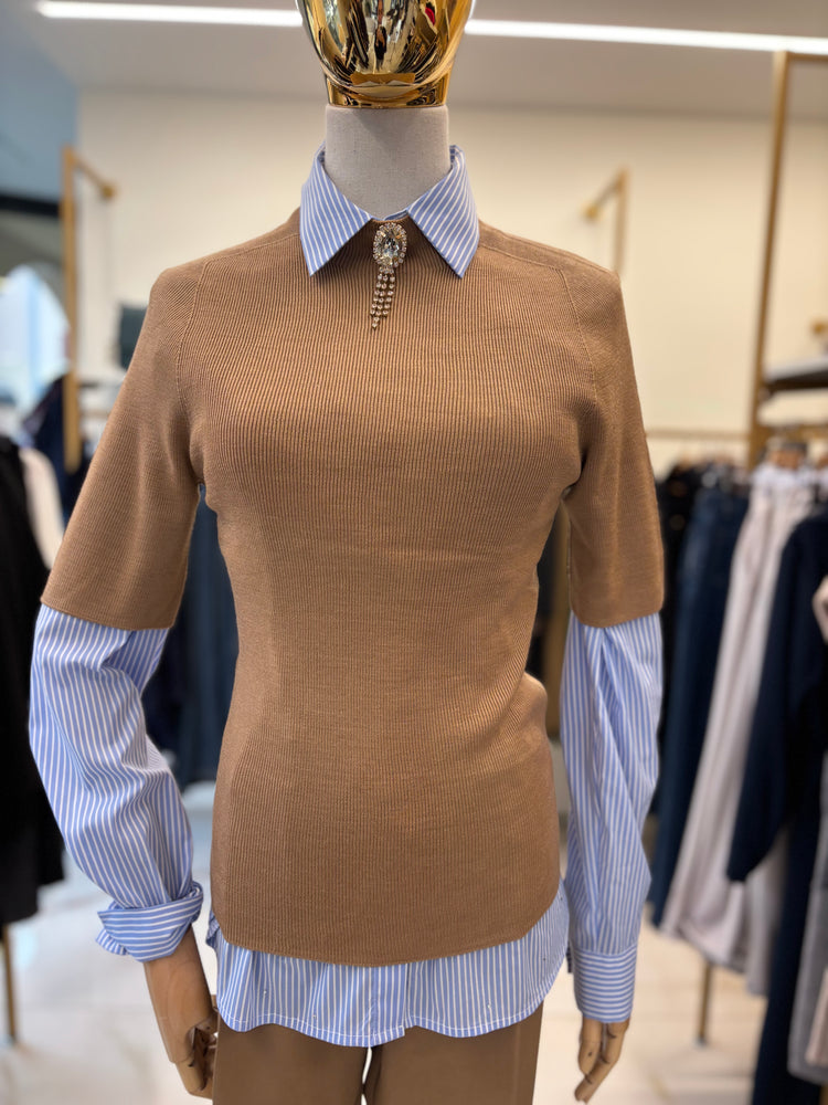 HAVEONE - MAGLIA MEZZO COLLO - CAMMELLO