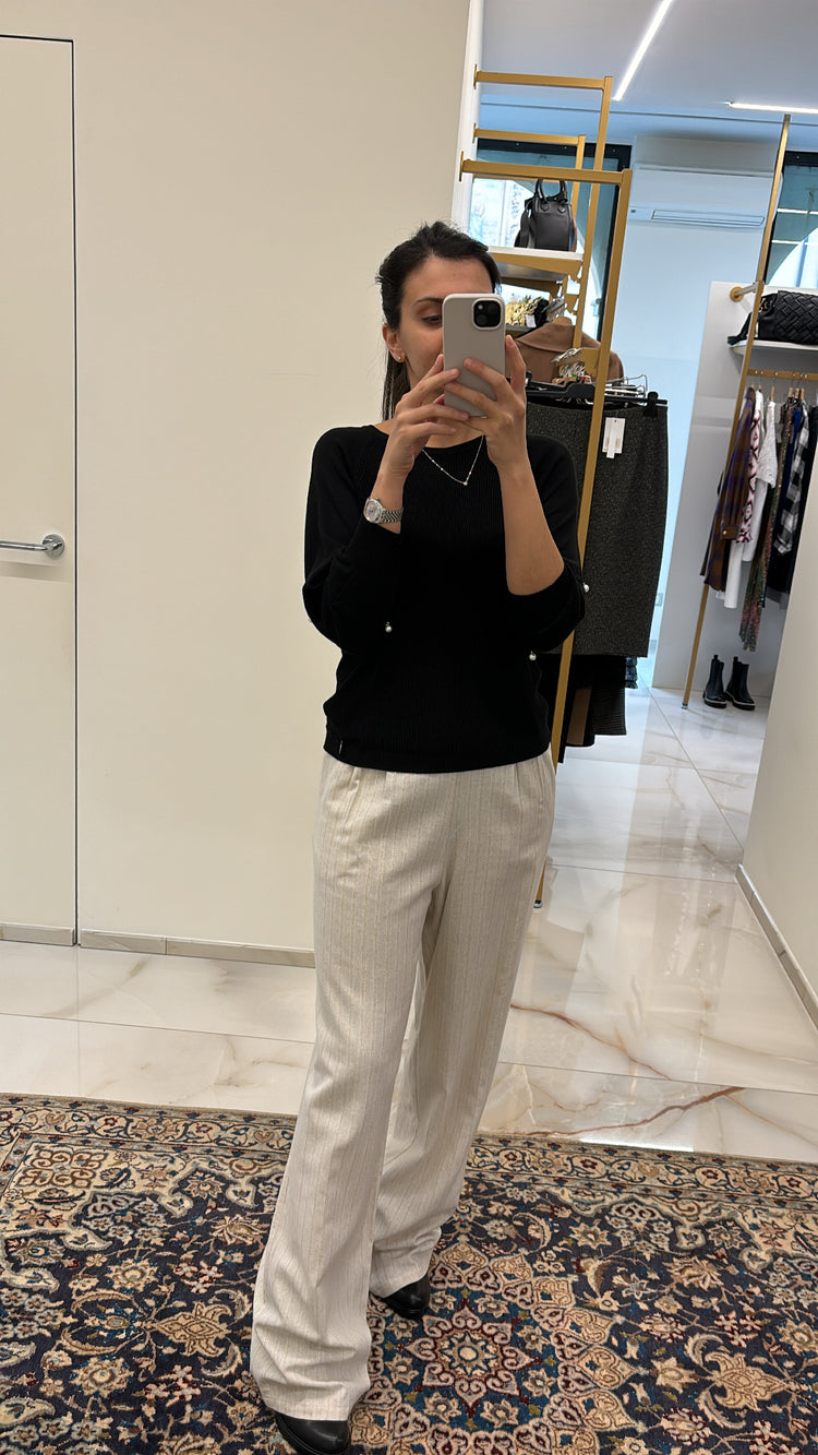 GIL SANTUCCI - PANTALONE IN LINO GESSATO