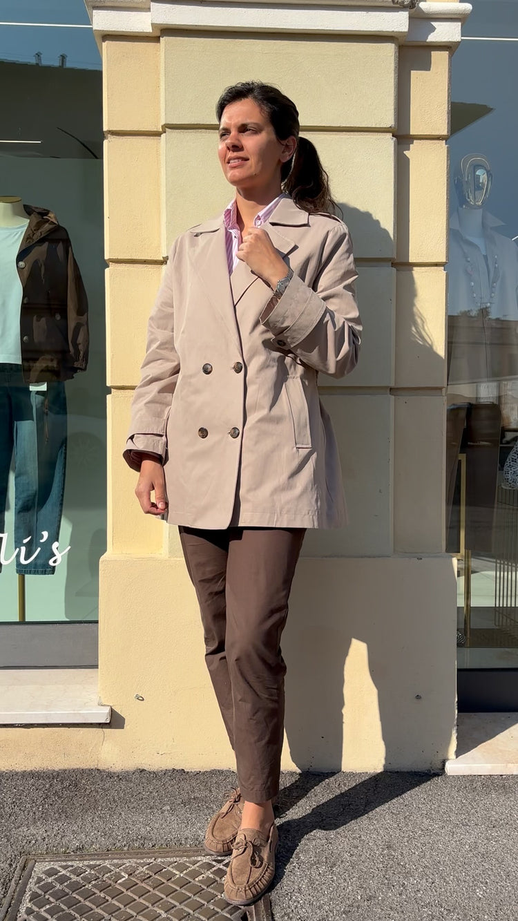 Susy mix - Trench corto doppiopetto - beige