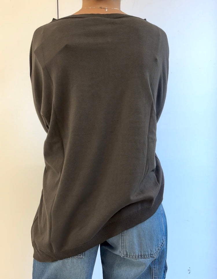 SUSY MIX - MAGLIA BARCHETTA ASIMMETRICA - MORO