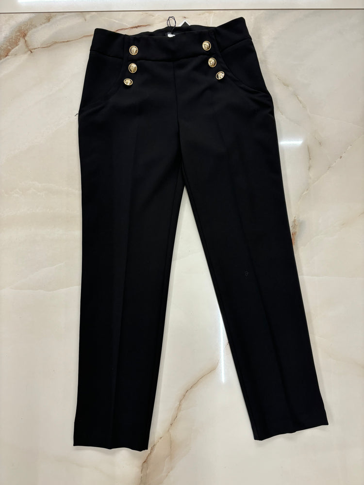 PANTALONE NERO CON BOTTONI ORO - TG 48