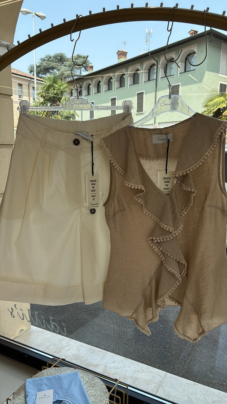 SOUVENIR - BLUSA IN LINO - TAUPE