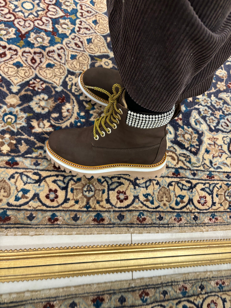 LA CARRIE - SCARPONCINO CON DIAMANTINI - BROWN