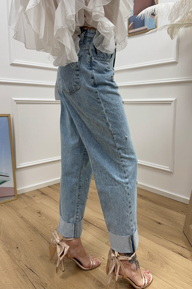HAVEONE - JEANS MANDY CON APPLICAZIONE - CHIARO