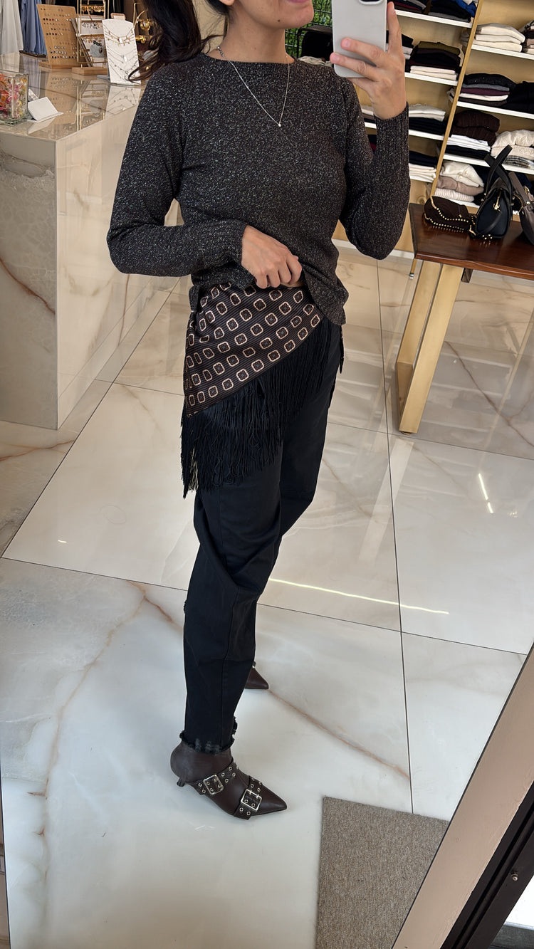 SUSY MIX - PANTALONE c/FOULARD - NERO