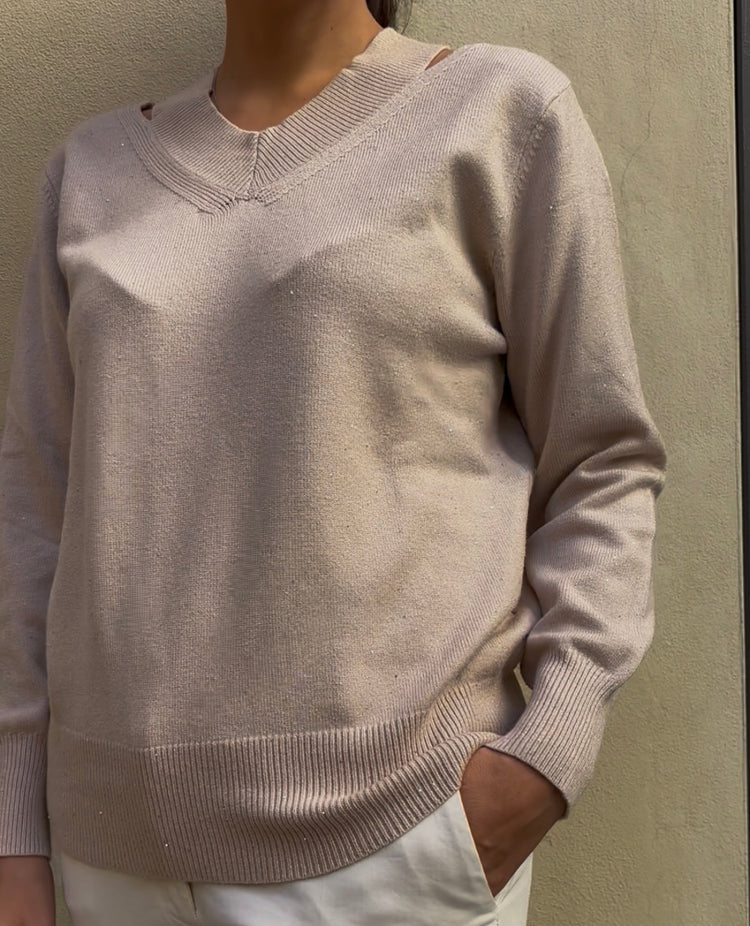 SUSY MIX - MAGLIA CUT OUT - BEIGE