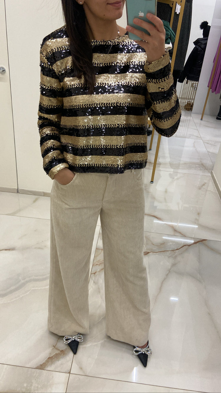 LE VOLIERE - MAGLIA CON PAILLETTES - GOLD