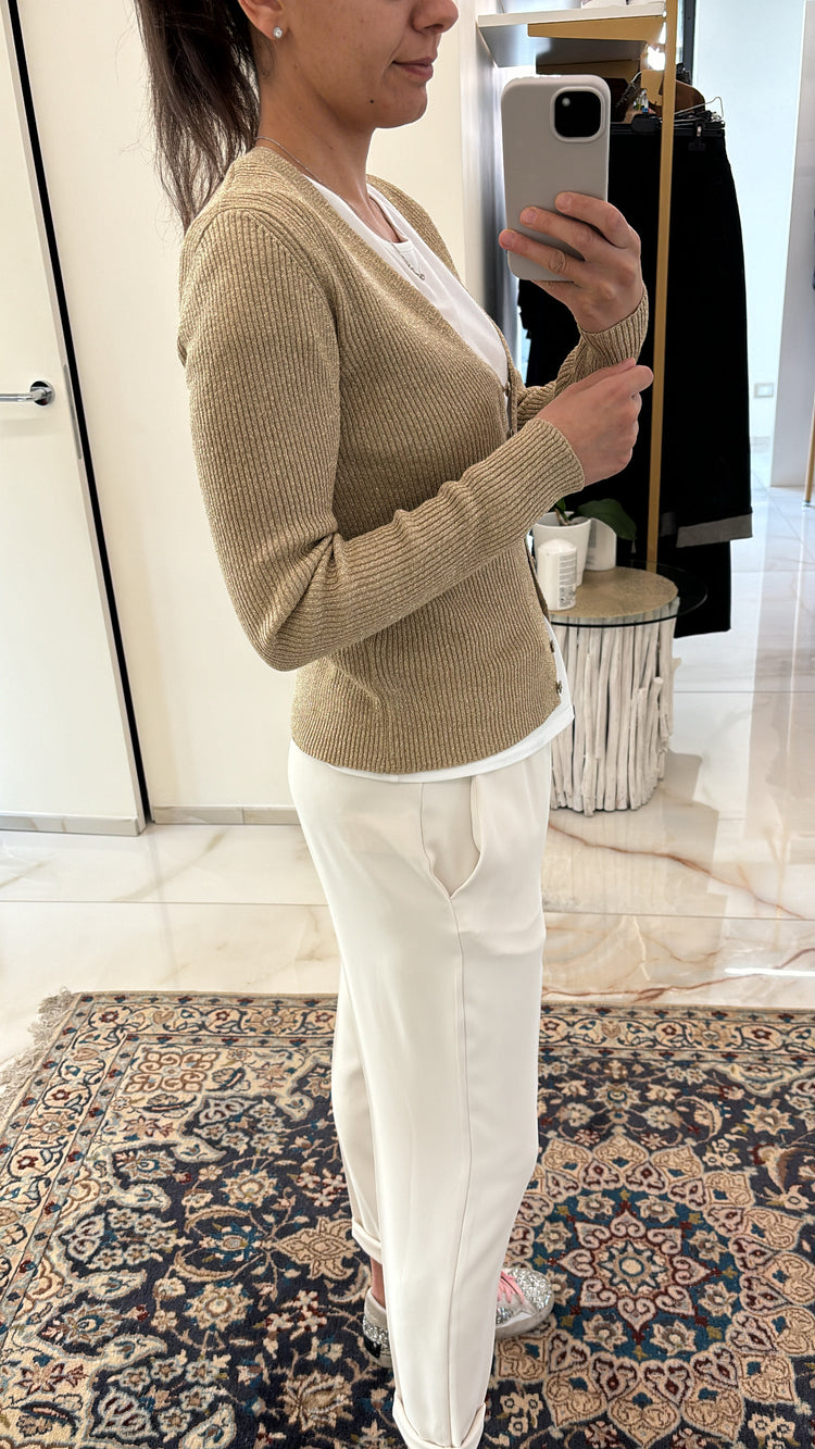 SADEY WITH LOVE - CARDIGAN LUREX - BRONZO