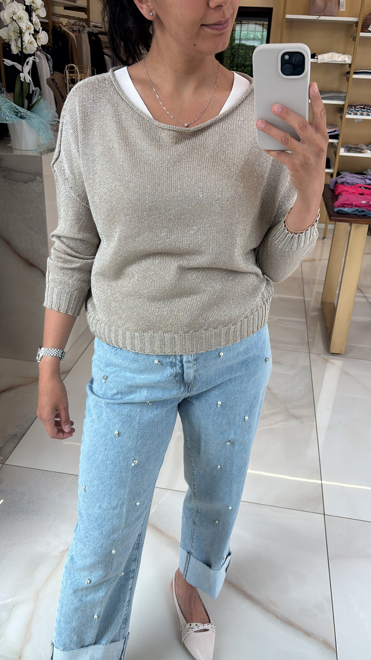 HAVEONE - JEANS MANDY CON APPLICAZIONE - CHIARO