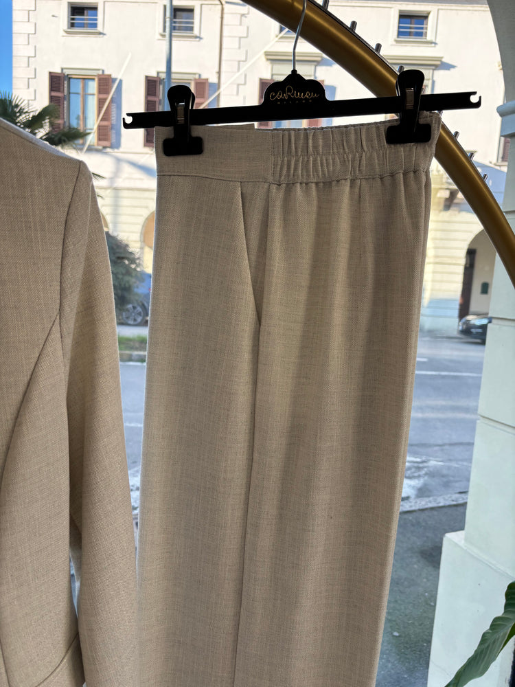 CARMEN - TAILLEUR TRAMA - PANTALONE PANNA
