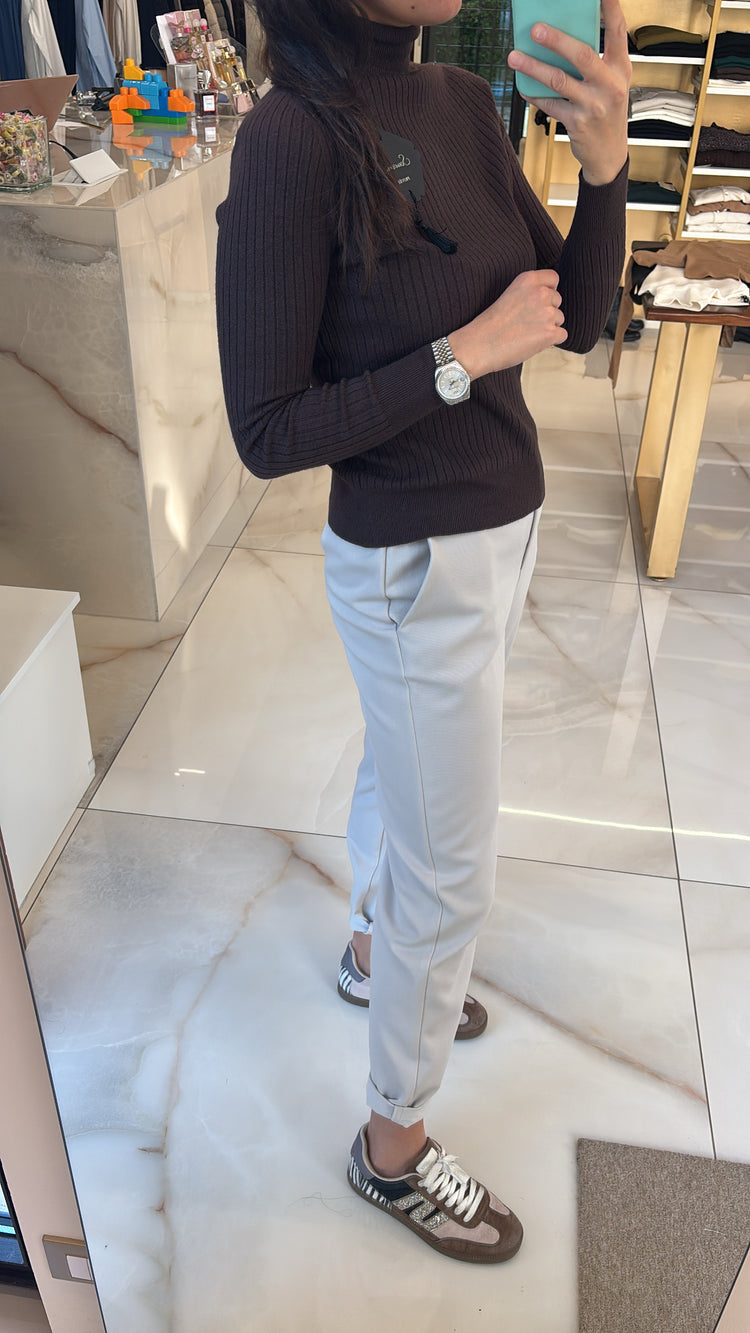 SOUVENIR - PANTALONE BASICO CON COULISSE - GESSO