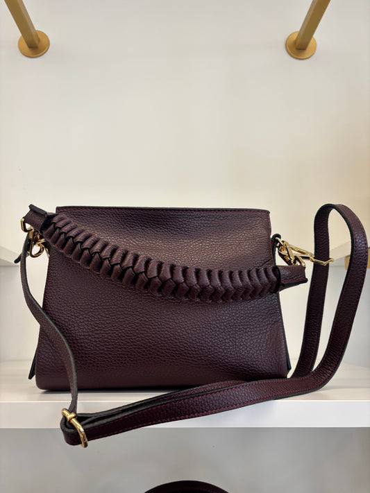 BORSA HOBO PICCOLA MANICO INTRECCIATO - BURGUNDY