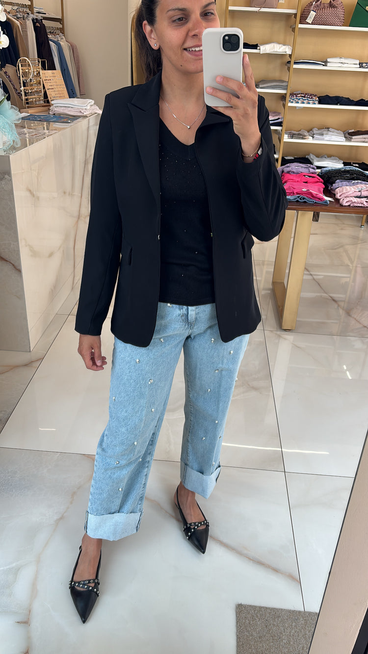 HAVEONE - JEANS MANDY CON APPLICAZIONE - CHIARO