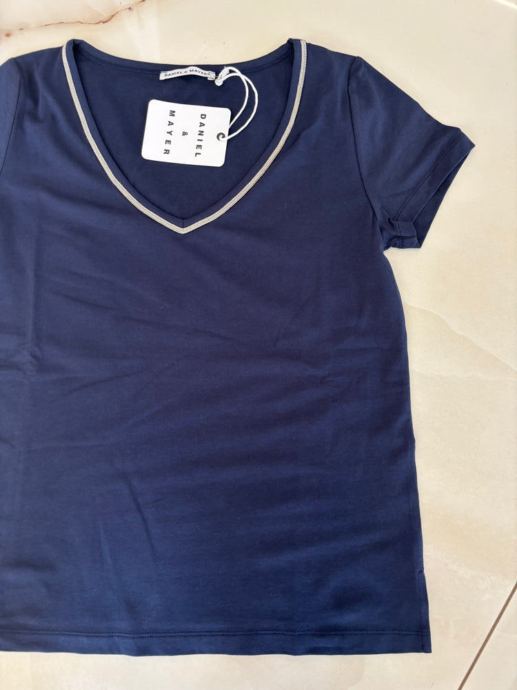 DANIEL & MAYER - T SHIRT SEMPLICE SCOLLO A V - BLU