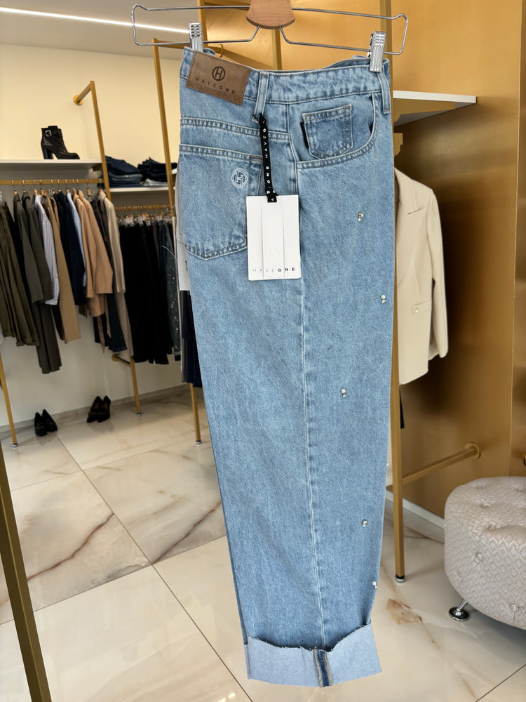 HAVEONE - JEANS MANDY CON APPLICAZIONE - CHIARO