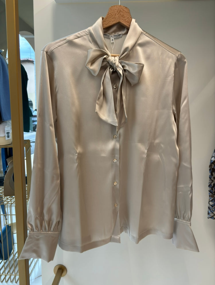 DANIEL & MAYER - CAMICIA IN SETA - BEIGE CON FIOCCO