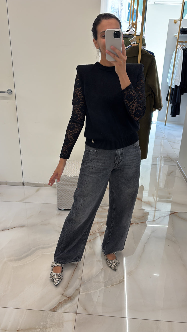 PHILIP - JEANS NERO DIAMANTINI