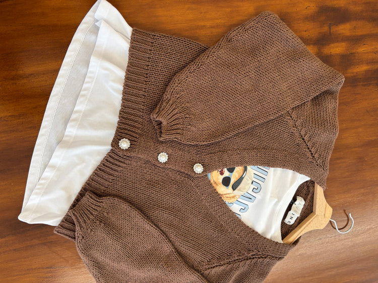 HAVEONE - CARDIGAN TRE BOTTONI GIOIELLO - MOKA