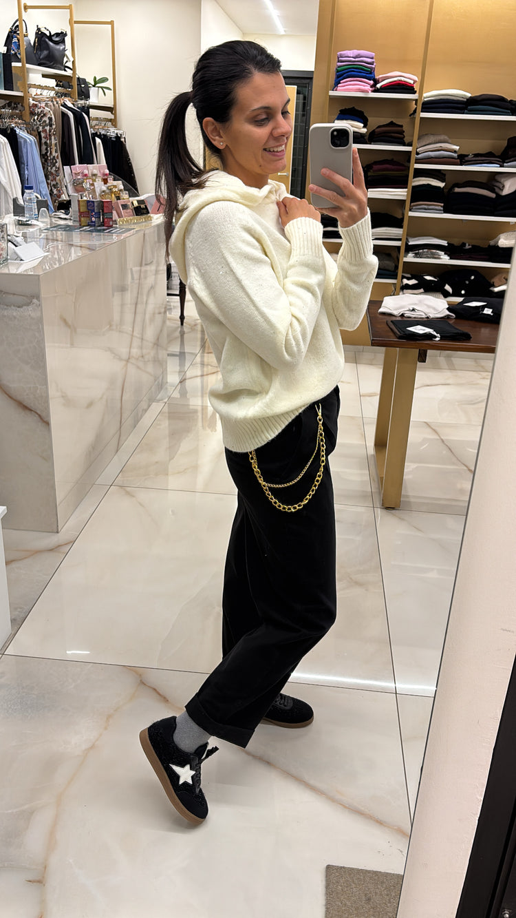 SUSY MIX - PANTALONE NERO C/CATENA