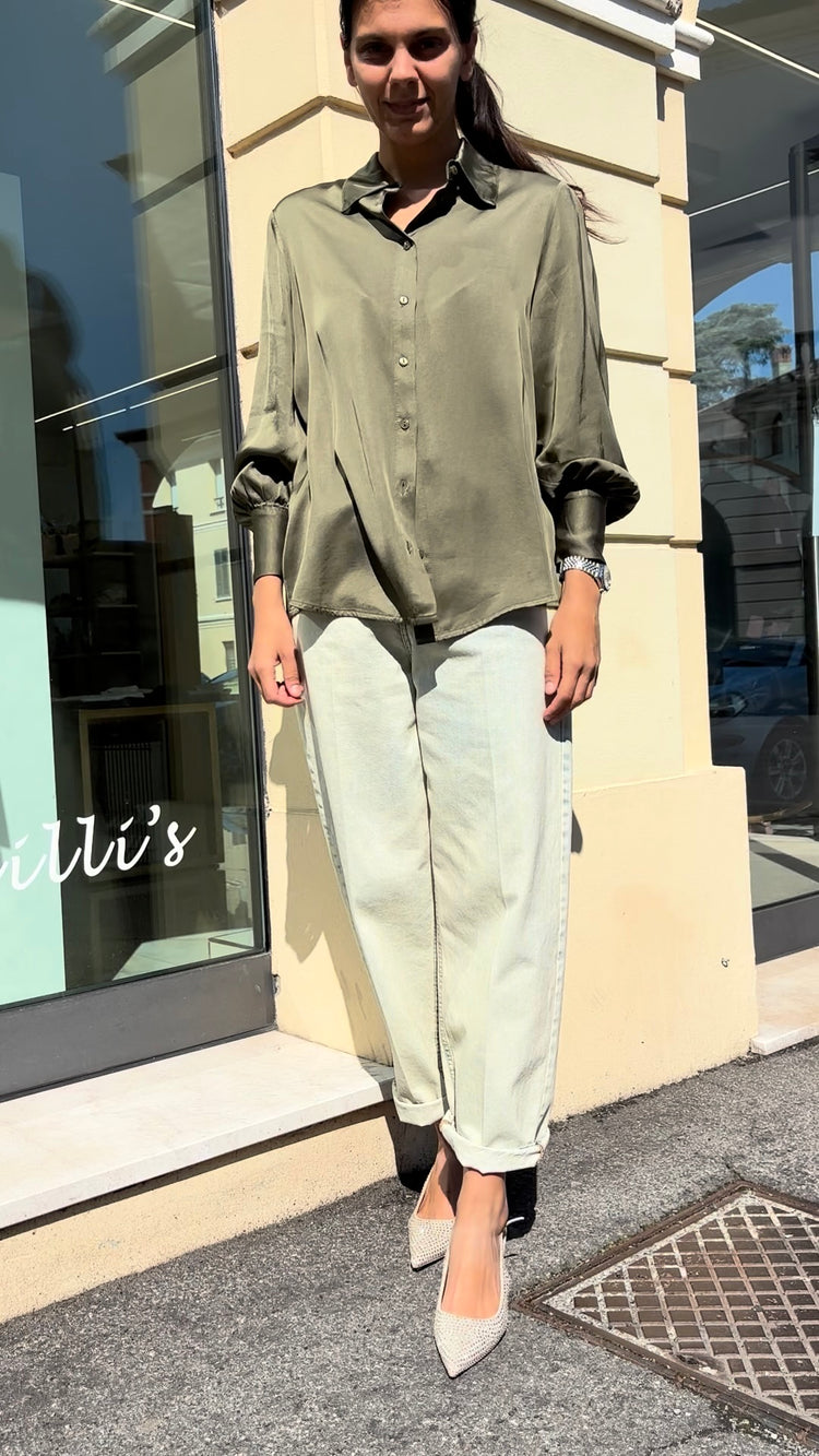 HAVEONE - CAMICIA IN VISCOSA - VERDE OLIVA