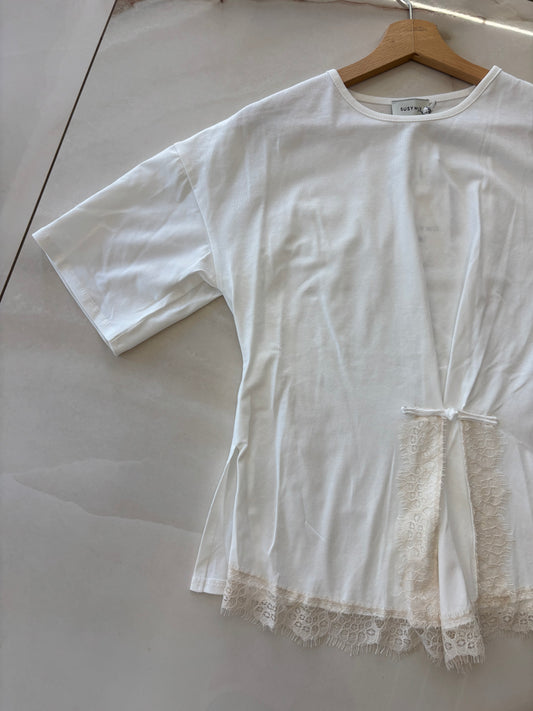 SUSY MIX - T SHIRT PIZZO - BIANCA