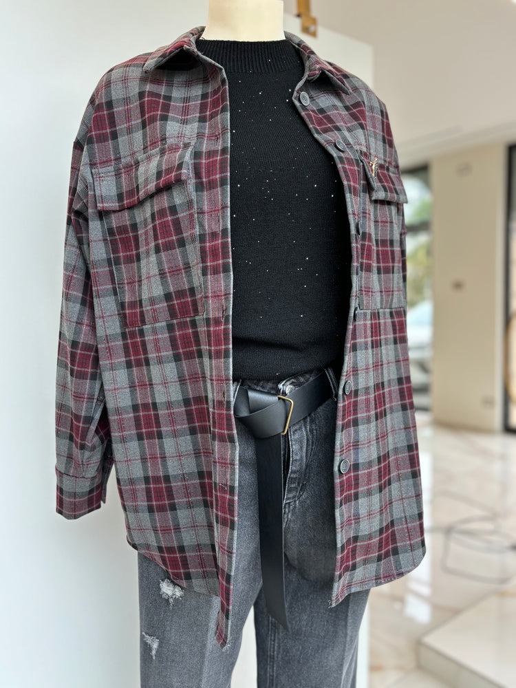 HAVEONE - CAMICIA/GIACCA A QUADRI - BORDEAUX