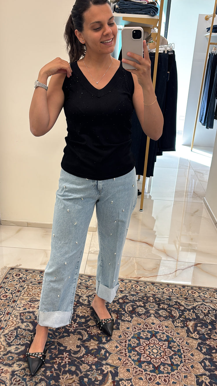 HAVEONE - JEANS MANDY CON APPLICAZIONE - CHIARO