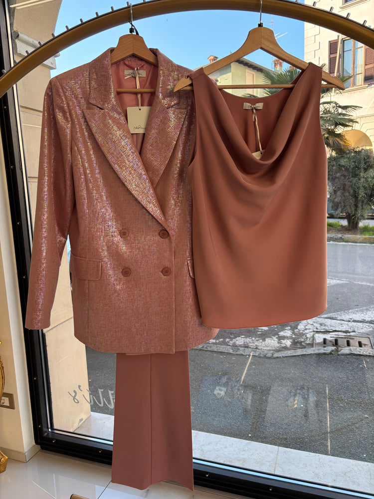 CARMEN - TAILLEUR LAME' - PANTALONE ROSA