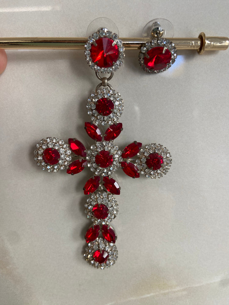 ORECCHINI - PUNTO E CROCE - ROSSO