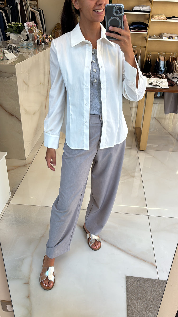 Susy mix - Camicia bottone gioiello - bianca