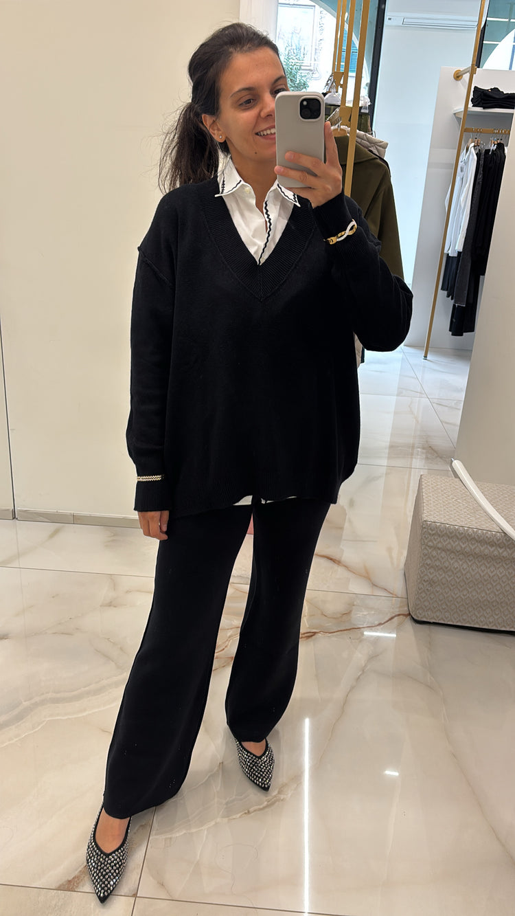 SUSY MIX - COMPLETO MAGLIA V + PANTALONE - NERO