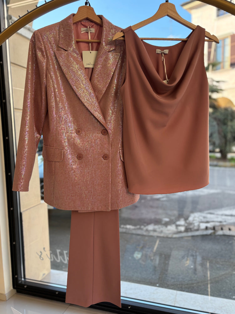CARMEN - TAILLEUR LAME' - PANTALONE ROSA