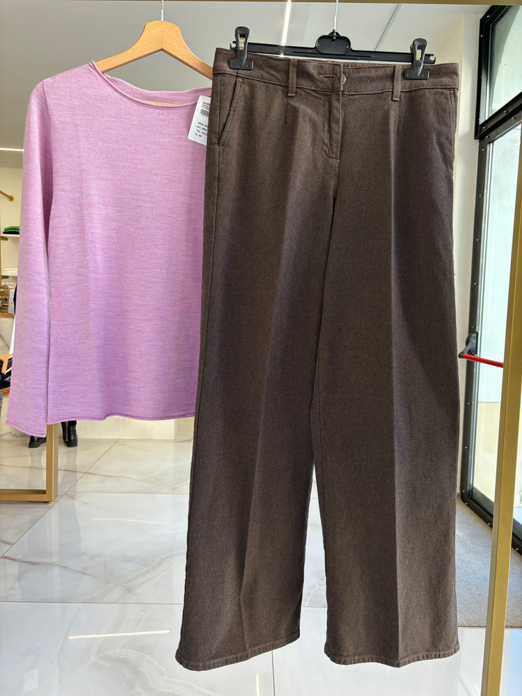 DANIEL & MAYER - PANTALONE A PALAZZO PUNTINATO - MARRONE