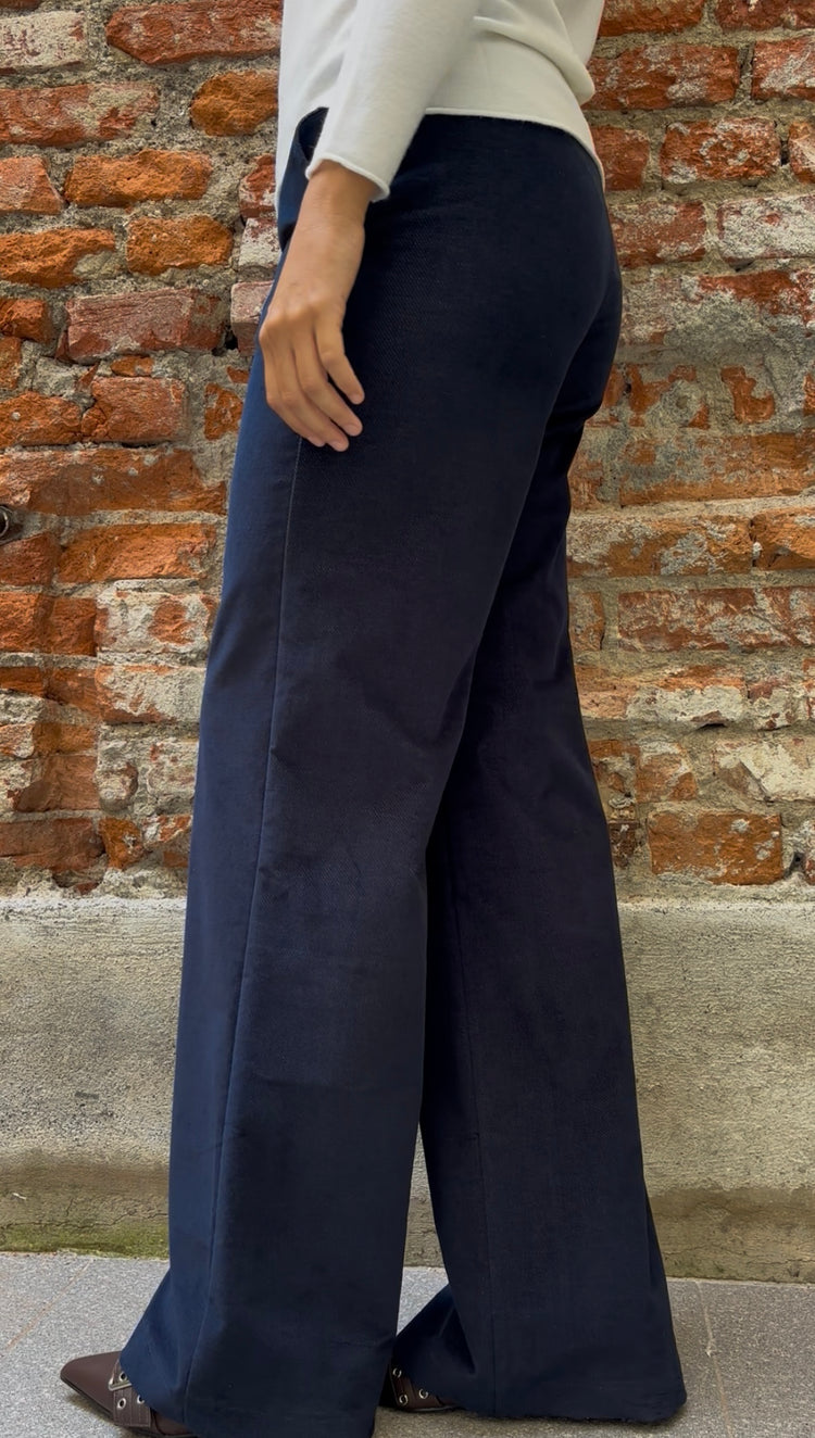 DANIEL & MAYER - PANTALONE IN TESSUTO MISTO VELLUTO - BLU