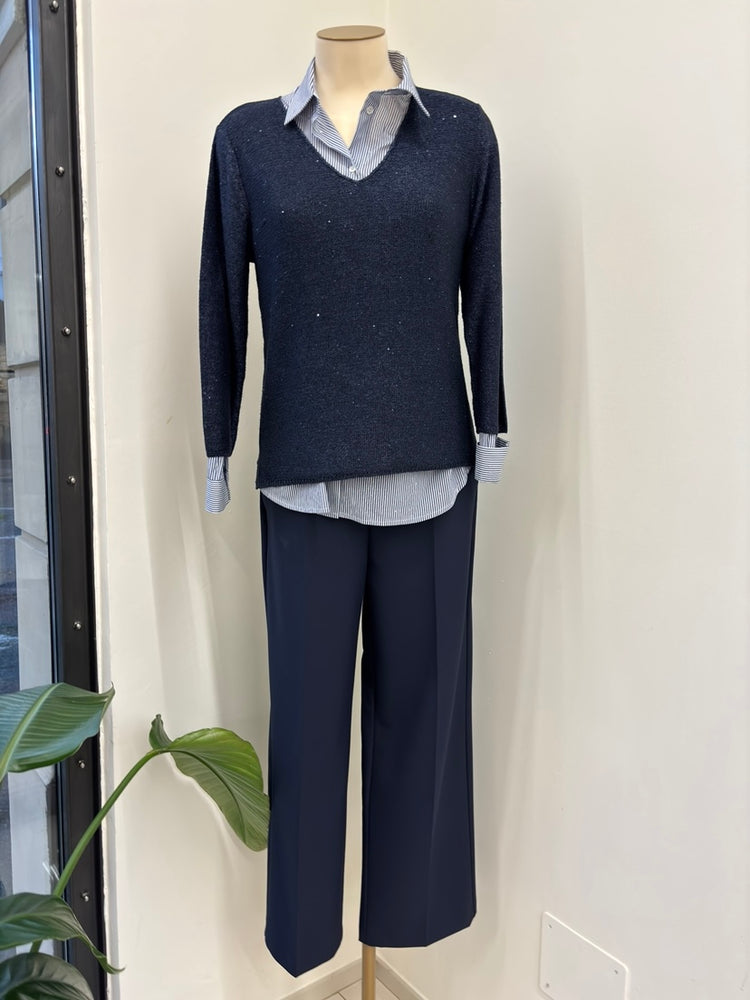 DANIEL & MAYER - PANTALONE PALAZZO IN TESSUTO - BLU