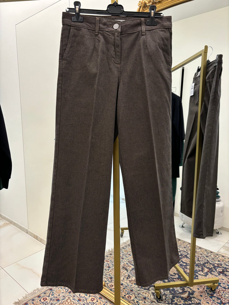 DANIEL & MAYER - PANTALONE A PALAZZO PUNTINATO - MARRONE