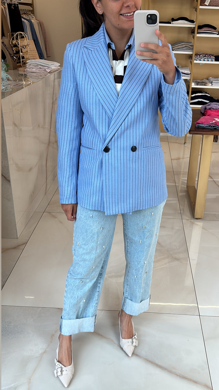 HAVEONE - JEANS MANDY CON APPLICAZIONE - CHIARO