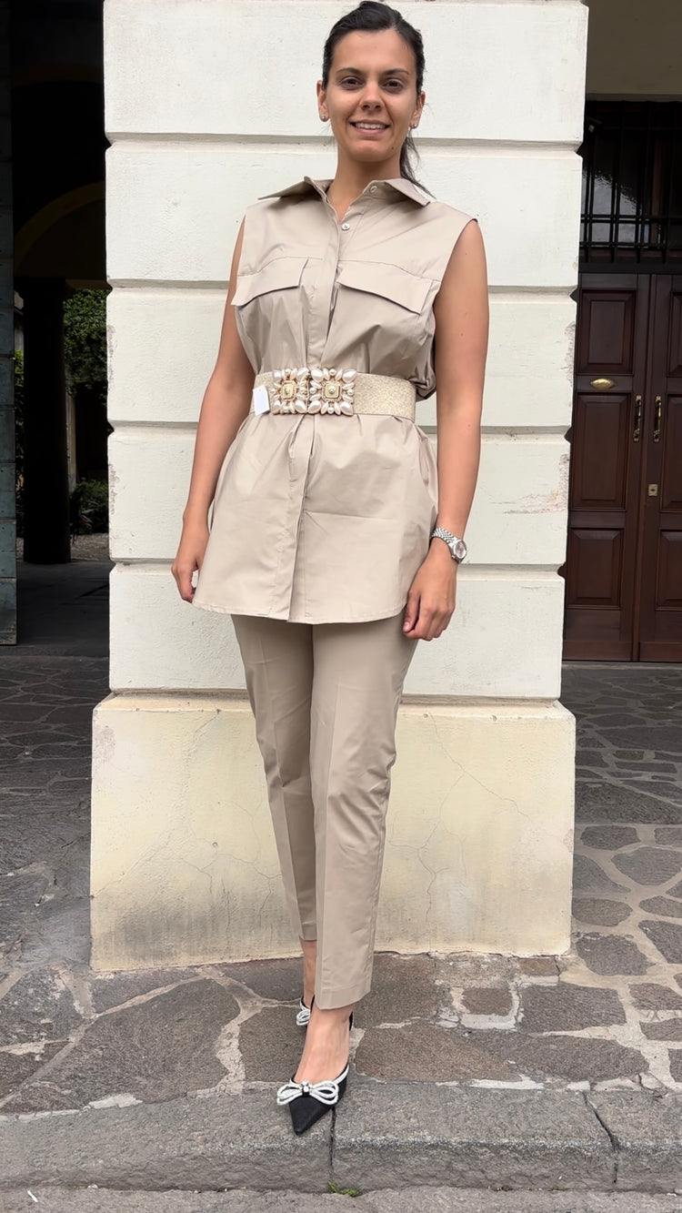 HAVEONE - PANTALONE SIGARETT - BEIGE