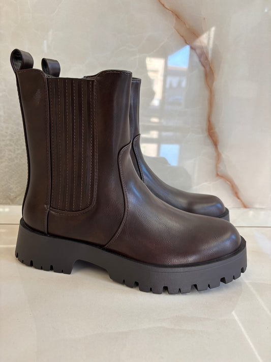 STIVALETTO ECOPELLE - MARRONE