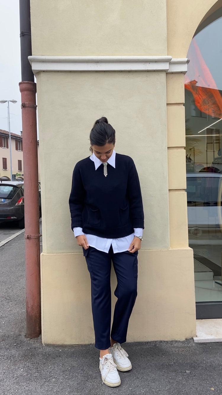 HAVEONE - PANTALONE TASCONATO - BLU
