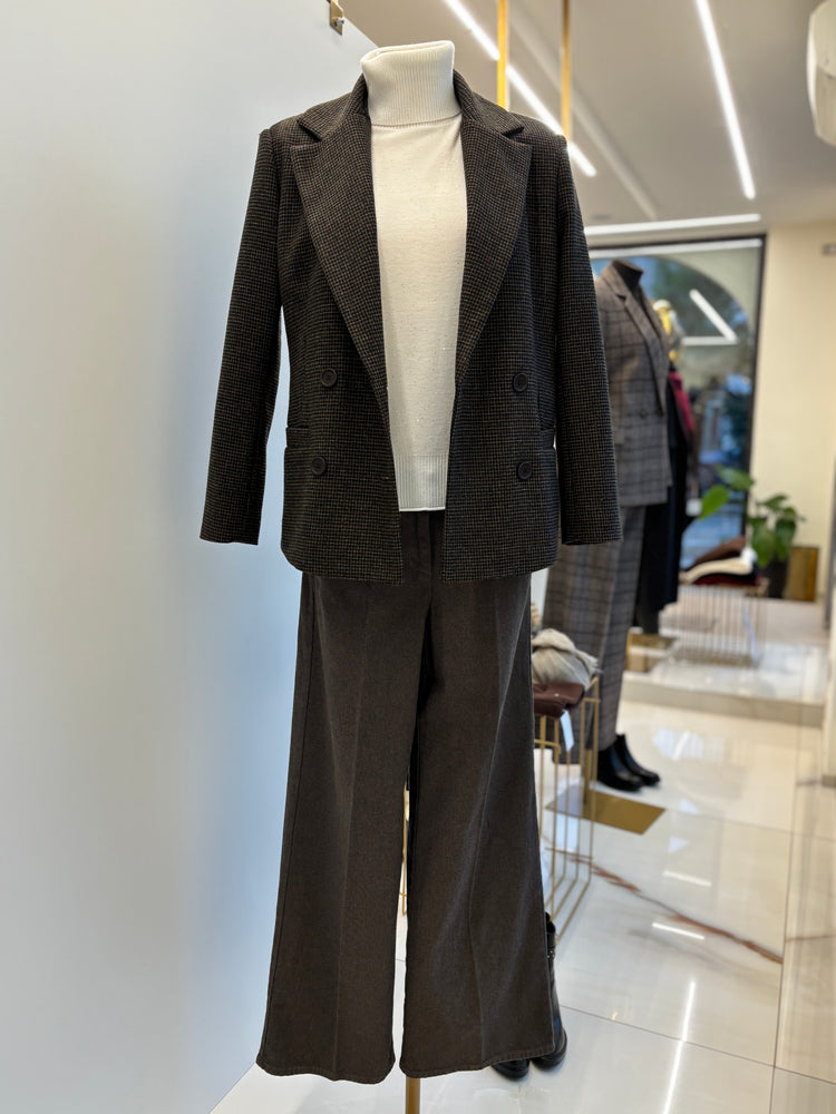 DANIEL & MAYER - PANTALONE A PALAZZO PUNTINATO - MARRONE