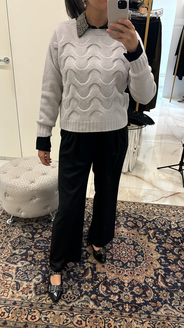 HAVEONE - PANTALONE PALAZZO - NERO